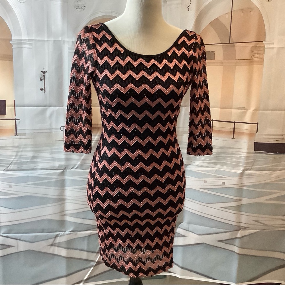 Pink and black mini dress